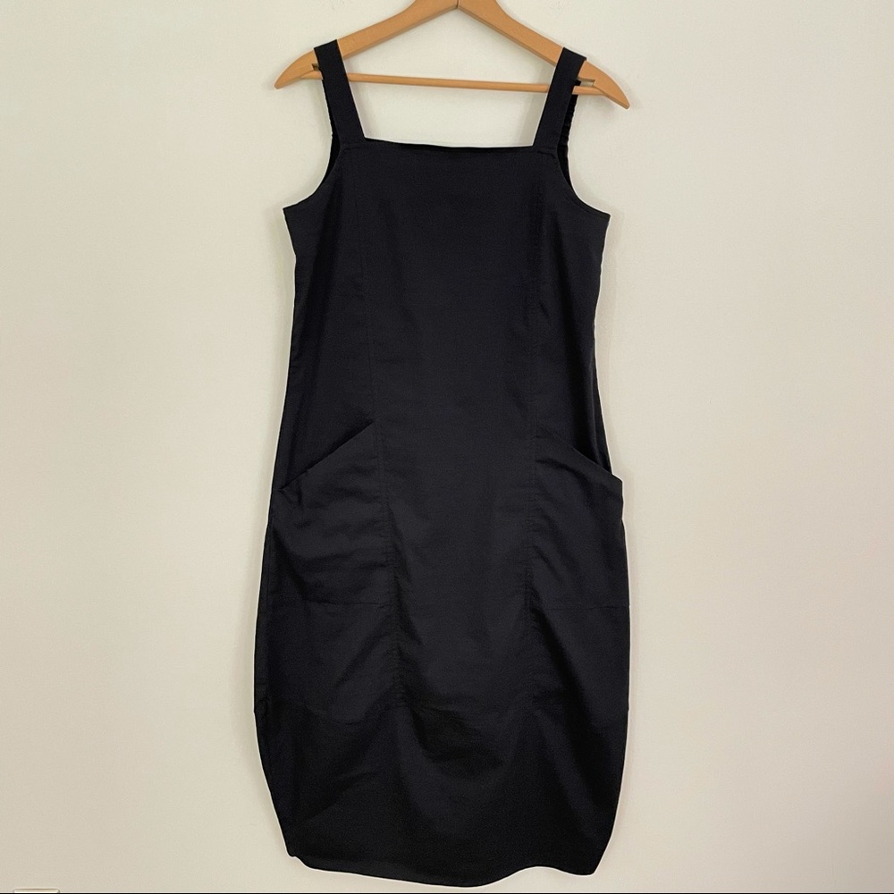 Luukaa midi black tank top lagenlook tapered dress pockets size 8 sleeveless